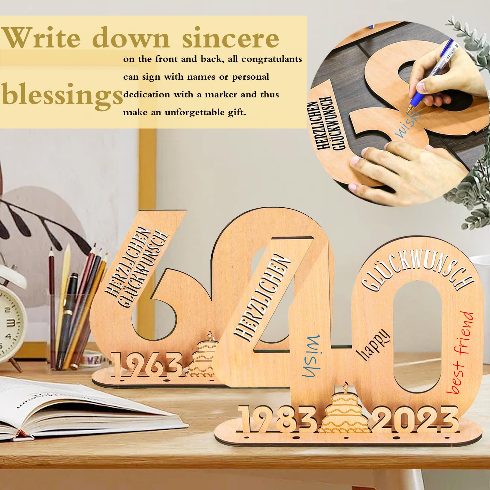 Carte Anniversaire 30/40/50/60/70 Ans Bois, Cadeau Anniversaire, Décoration Pour 30 Ans, Bois Decoration Pour Le Mariage Anniversaire Fête Anniversaire Hommes Femmes