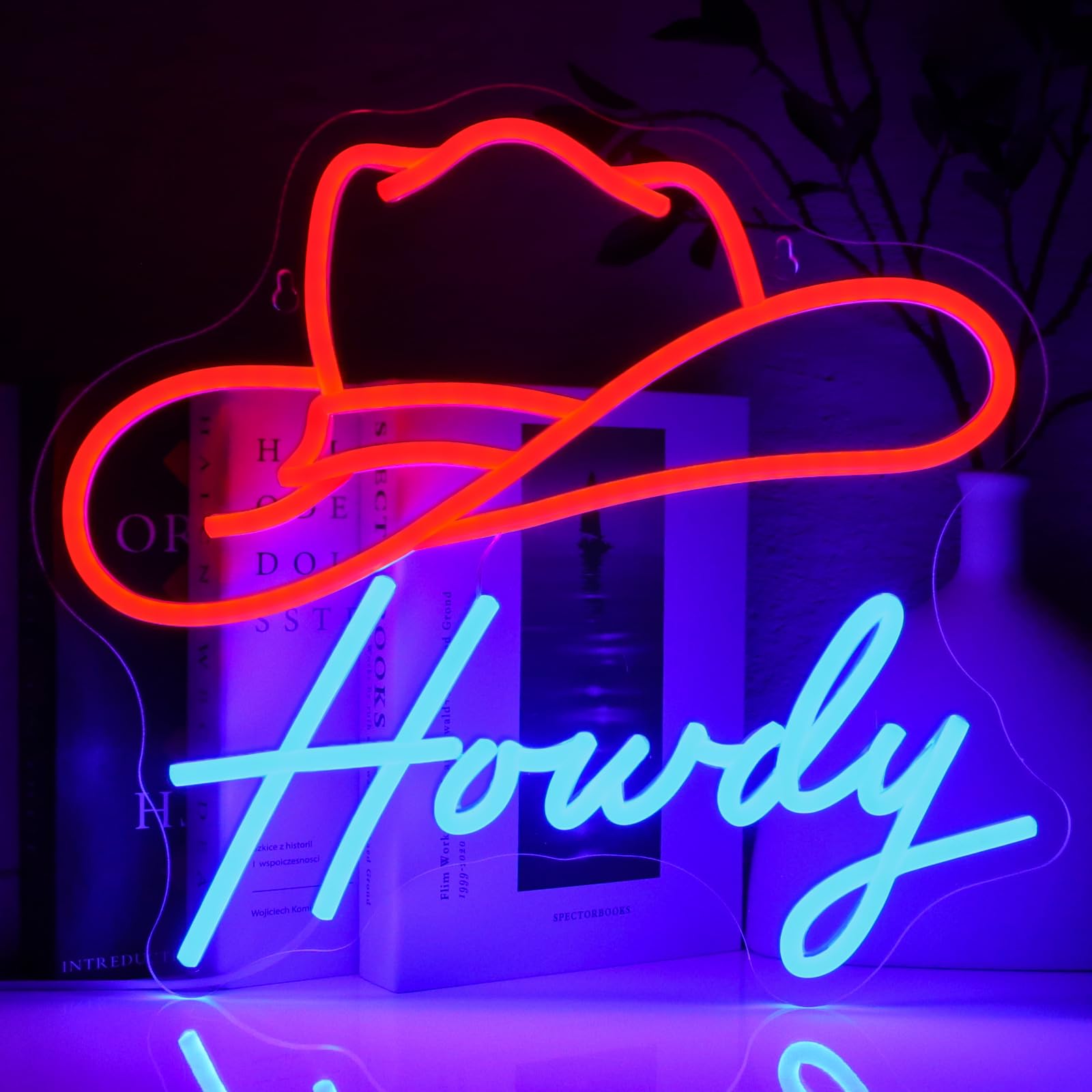 PMCVYH Cowboy Howdy Neon Sign for Wall Decor, Cowboy Hat Led Signs for Room, USB Dimmable Western Neon Lights for Bedroom Game Zone Home Farm Living