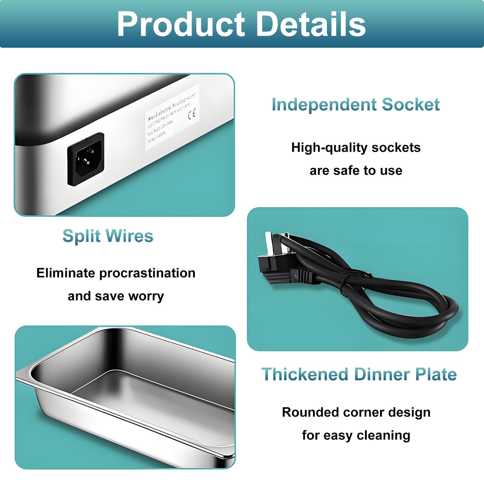 Elektryczny podgrzewacz do potraw Chafing Dish 9L, podgrzewacz do potraw ze stali nierdzewnej o mocy 600 W z regulacją temperatury do cateringu, wesel, restauracji i rozrywki 1Slot