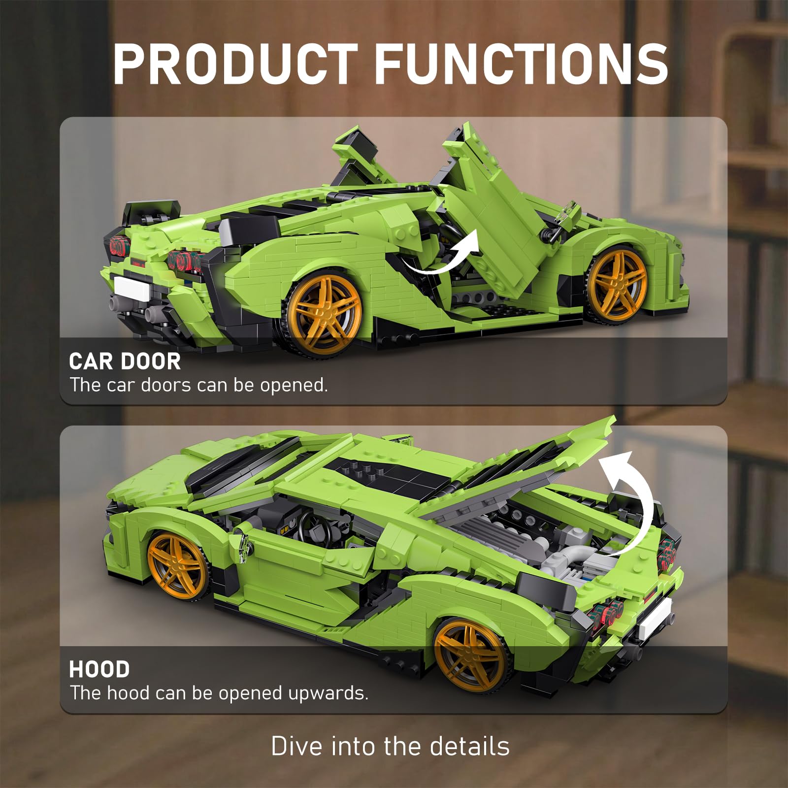 Mould King Super Sports Car Building Blocks Sets, 1:8 Scale MOC Racing Car Building Kit - Image 4