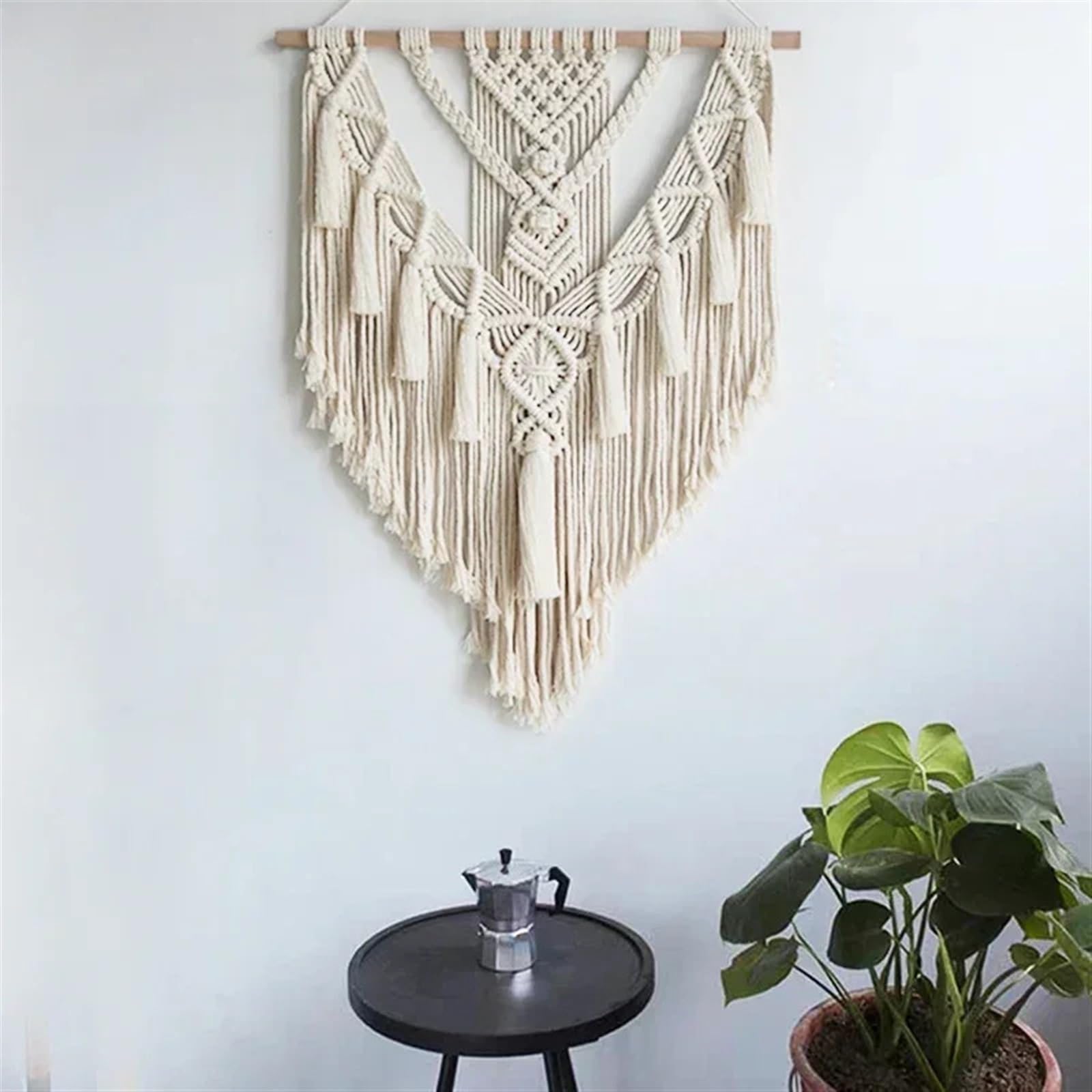 50 * 70cm Macrame Woven Wand Hängen Hause Chic Kunst Dekor Schöne Wohnung Wohnheim Zimmer Dekoration Wandteppich Für die Dekoration von Wänden(White)