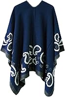 Vista 220 de Urban CoCo Poncho de colores para mujer, chal con frente abierto, color en bloques