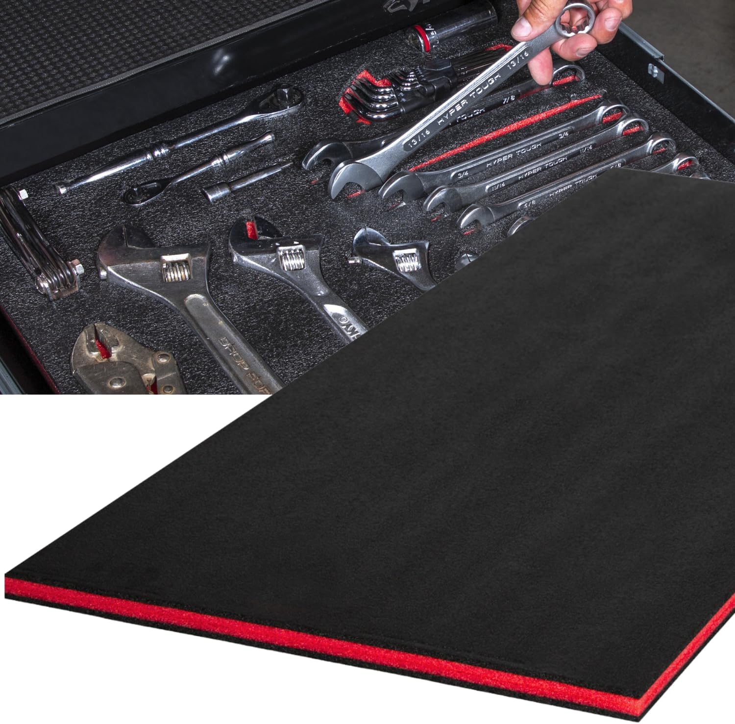 ONREVA Tool Box Foam, 1PC 48x24x1 inch, Foam Inserts for Cases, Polyethylene Storage Sheets for Toolbox Hard Case, Tool Shadow Insert, Kaizen Organizer Sheet