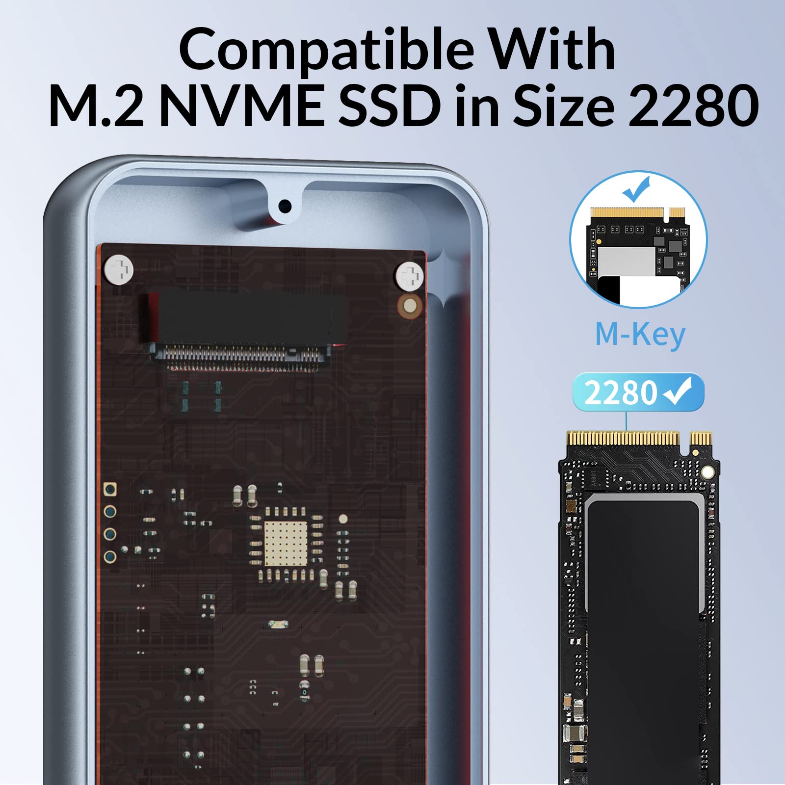 PHIXERO M.2 NVME SSD Enclosure,40Gbps, Gray