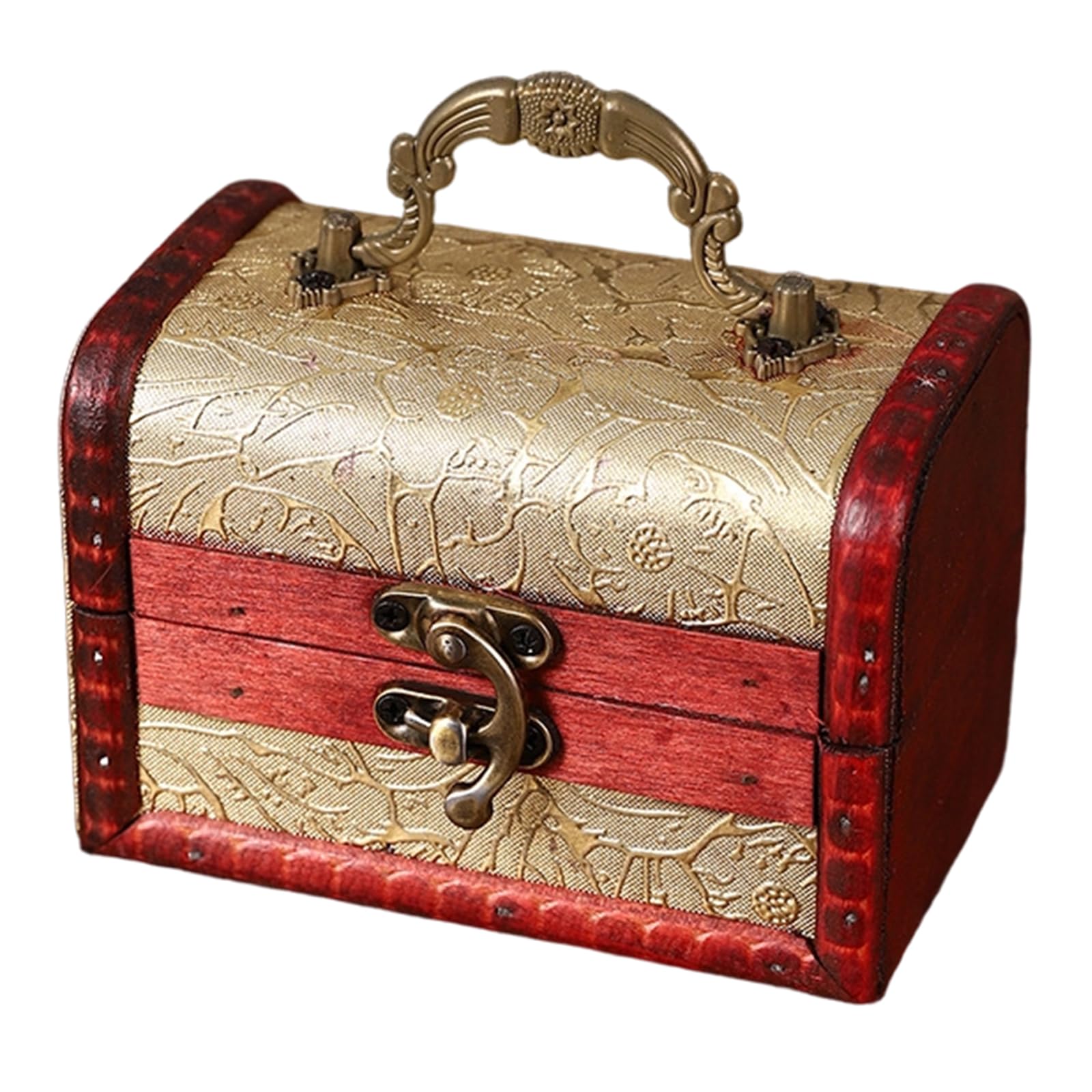 HDOYTXXM European Wood Storage Chest Featuring Metal for Secure Storage of Valuables and Decorative Home Accent Decorative Box