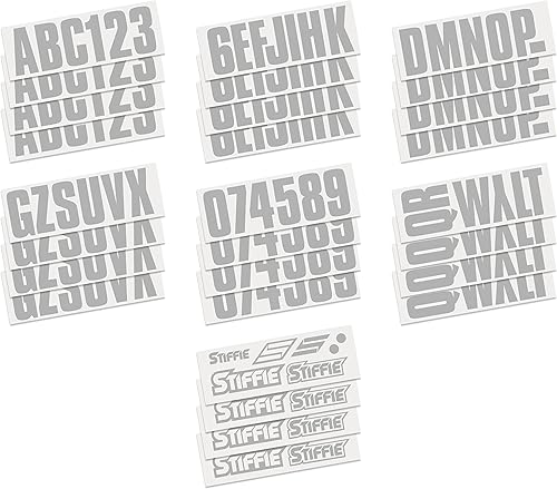 Miniatura 4 de Stiffie Uniline - Kit de identificación alfanuméricos, adhesivos de números de registro para barcos y embarcaciones personales, color plateado, 3