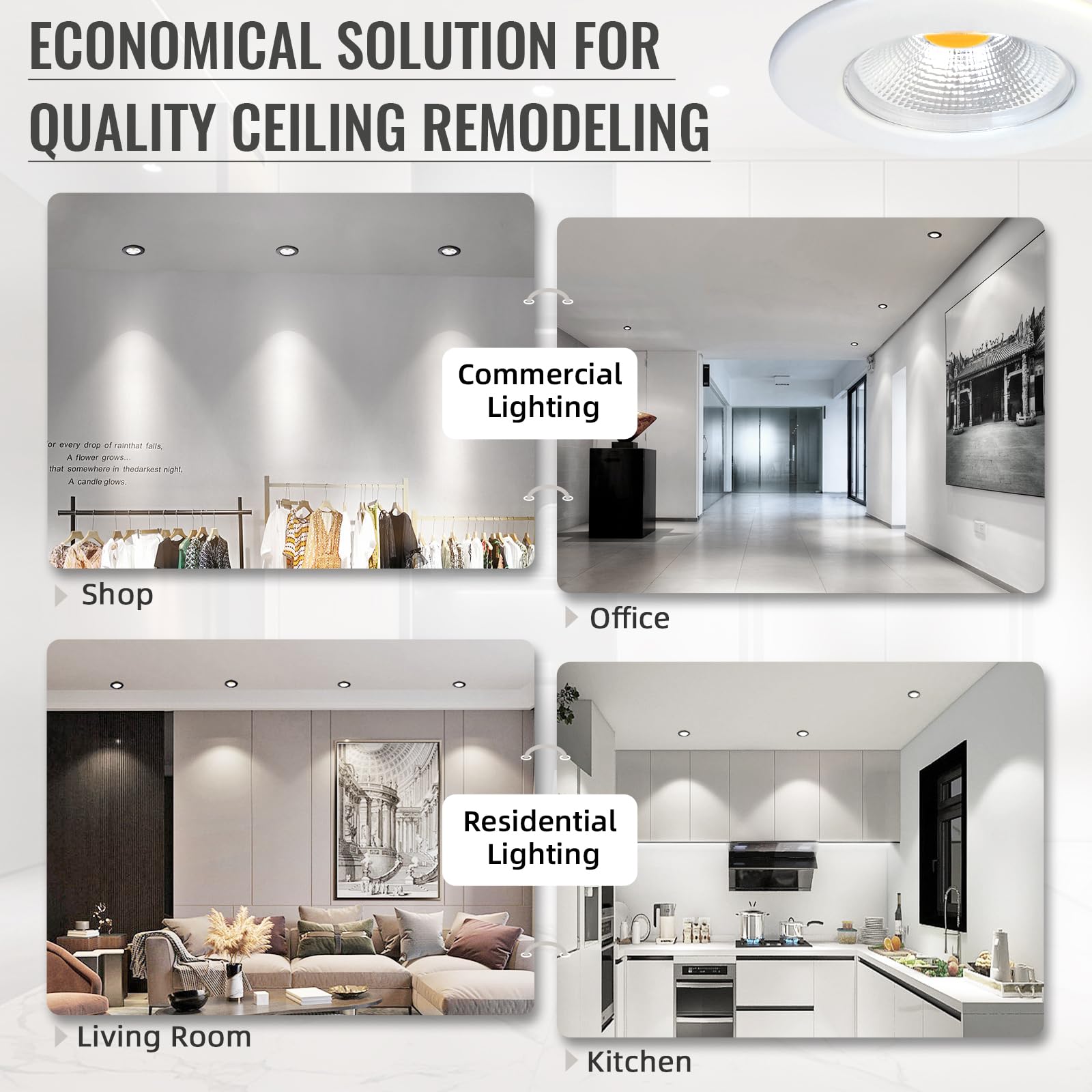 Tomosu Downlights For Ceiling Cool White 6000K, 5W LED Downlights