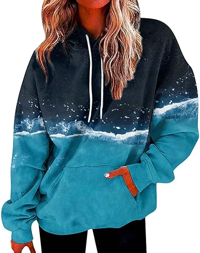 Sudadera de gran tamaño con cuello redondo y manga larga casual con estampado sólido degradado disponible en Yaxa Colombia