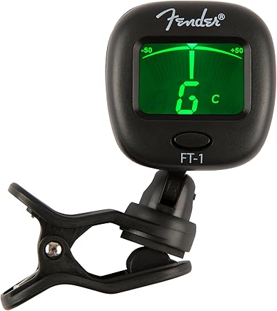 Fender FT-1 Professional Guitar Tuner Clip On, with 1-Year Warranty, Full-Range Chromatic Guitar Tuner with Dual-Rotating Hinges, A4 Calibration
