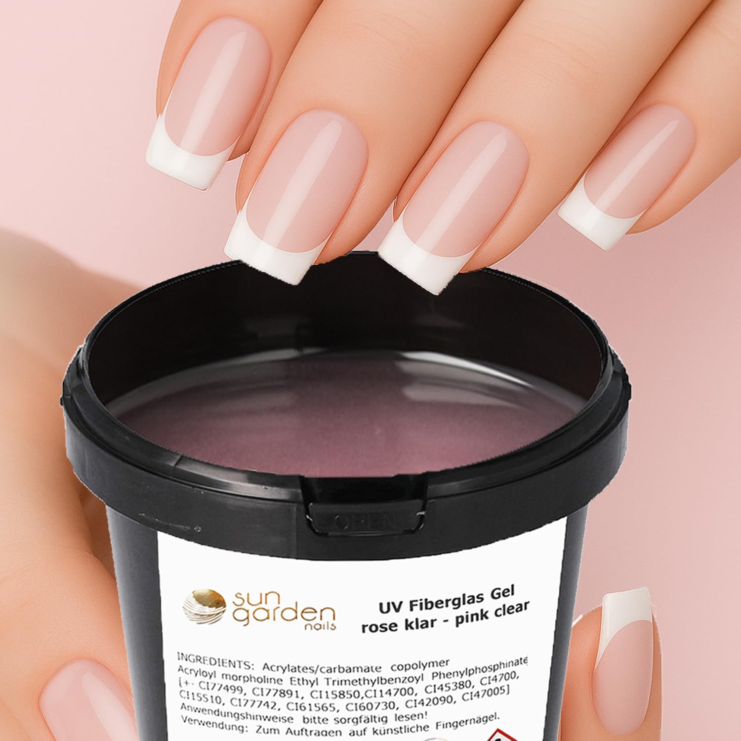 Gel UV in fibra di vetro rosa trasparente, 1000 ml, Premium Line – Gel di finitura, top coat – High Gloss Gel 1 fase