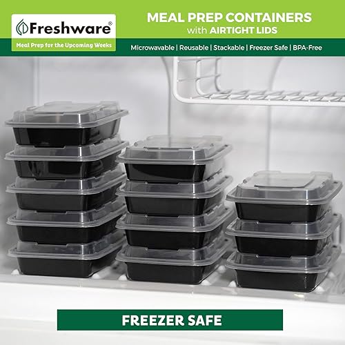 Miniatura 8 de Freshware Contenedores de preparación de comidas paquete de 150 1 compartimento con tapas, contenedores de almacenamiento de alimentos, caja Bento,