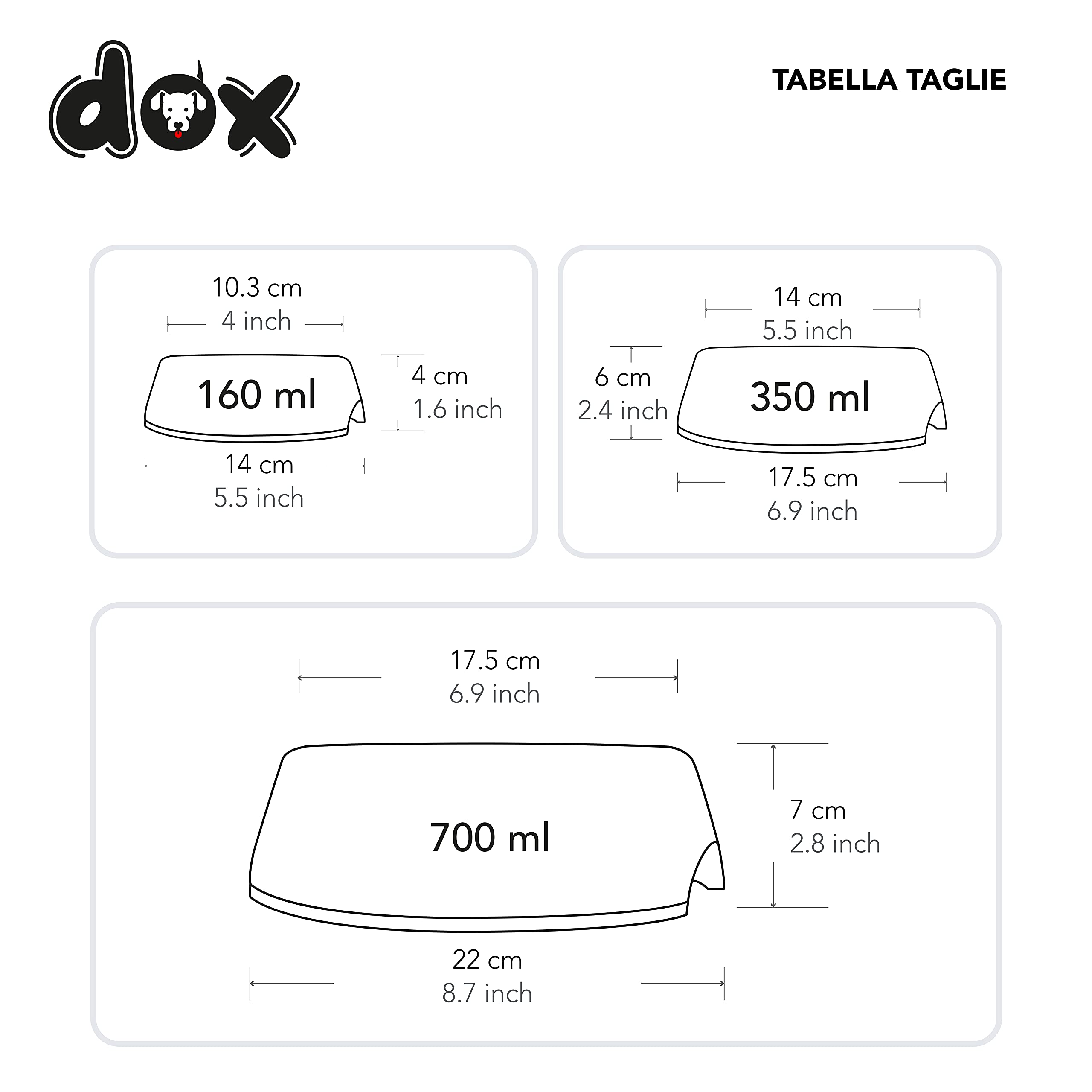 DDOXX Ciotola per Cani Antiscivolo | Ciotola per Gatti in Diversi Colori e Dimensioni |Ciotola Cani e Gatti in Acciaio e Melammina | Accessori Cani e Gatti | Schwarz, 700 ml, traversine