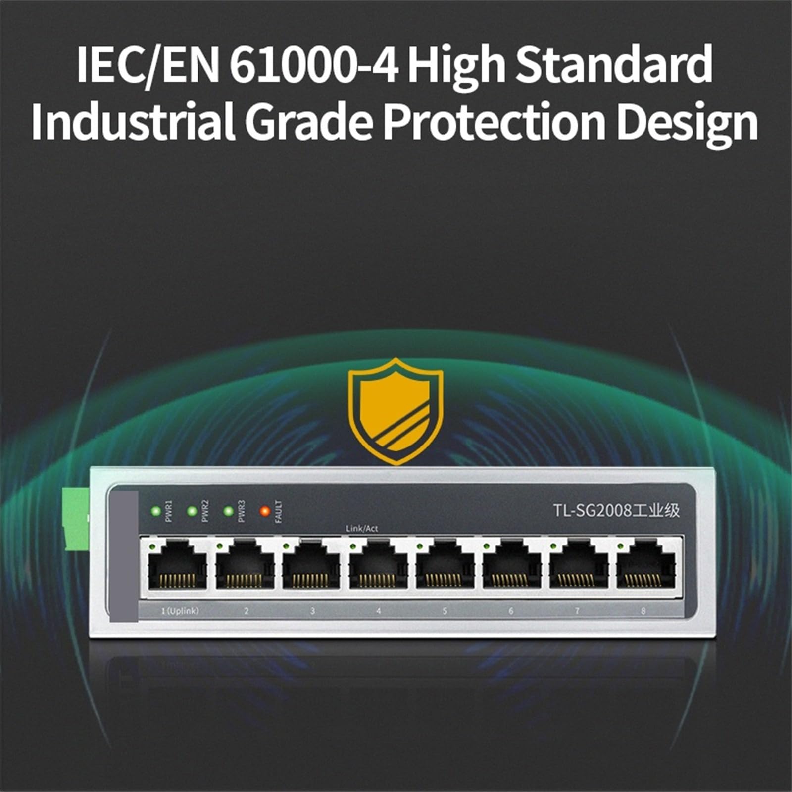 8 porte Gigabit Ethernet industriale switch 1000Base-T Industria DIN Rail Hub fissato al muro Splitter Internet TL-SG2008
