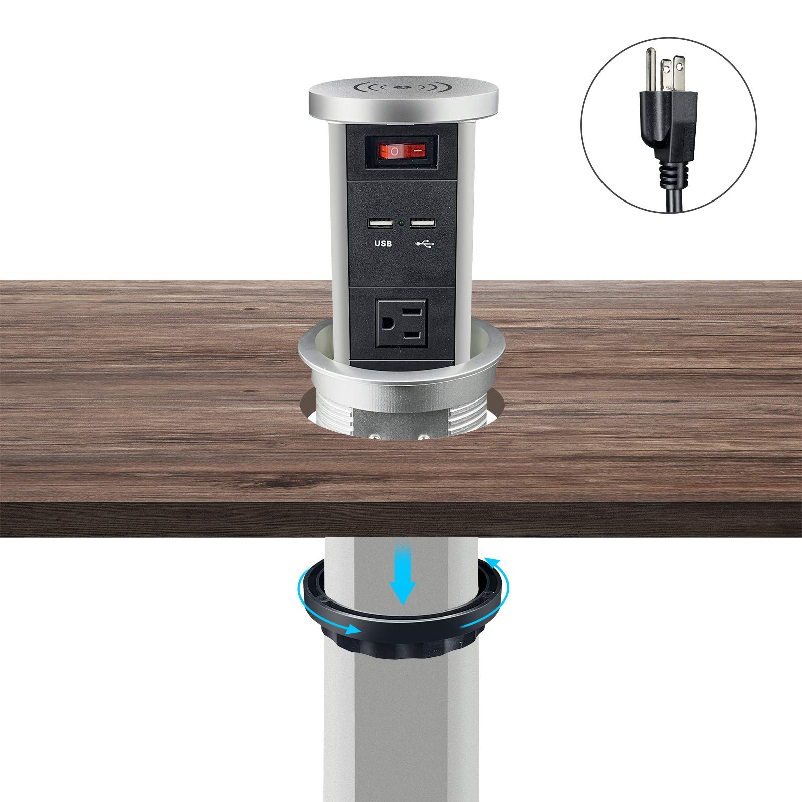 Automatic Pop Up Power Outlet, Motorized Pop Up Socket with Wireless