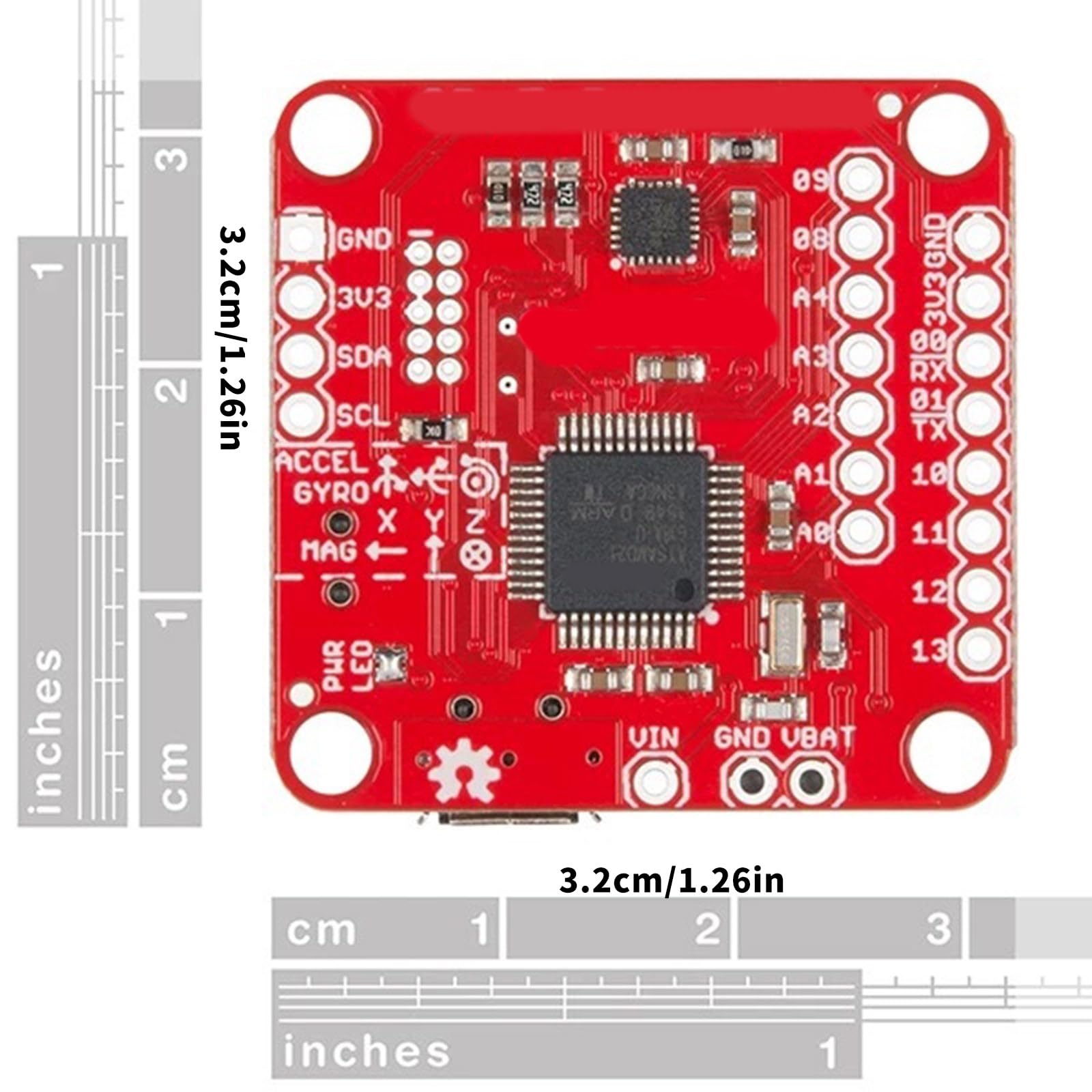 Multifunktionale 9DoF Sensorik mit MPU-9250 SAMD21-Mikroprozessor für Echtzeit Datenerfassung, PC Kommunikationsplatine