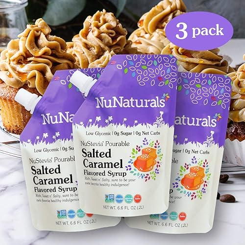 Miniatura 3 de Paquete y ahorra. NuNaturals Jarabe de chocolate natural 3 paquetes de 6.6 onzas + jarabe de caramelo salado NuNaturals 3 paquetes de 6.6 onzas