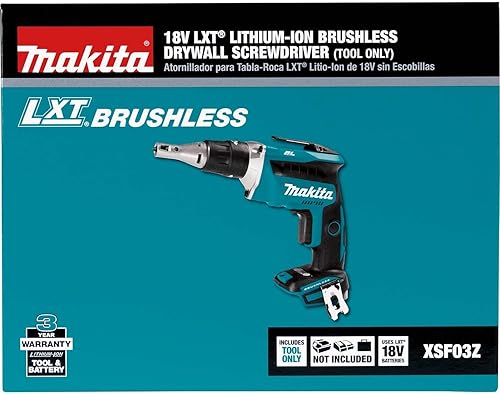 Miniatura 6 de Makita XSF03Z-R 18V LXT - Destornillador inalámbrico de iones de litio sin escobillas para paneles de yeso (solo herramienta) (renovado)