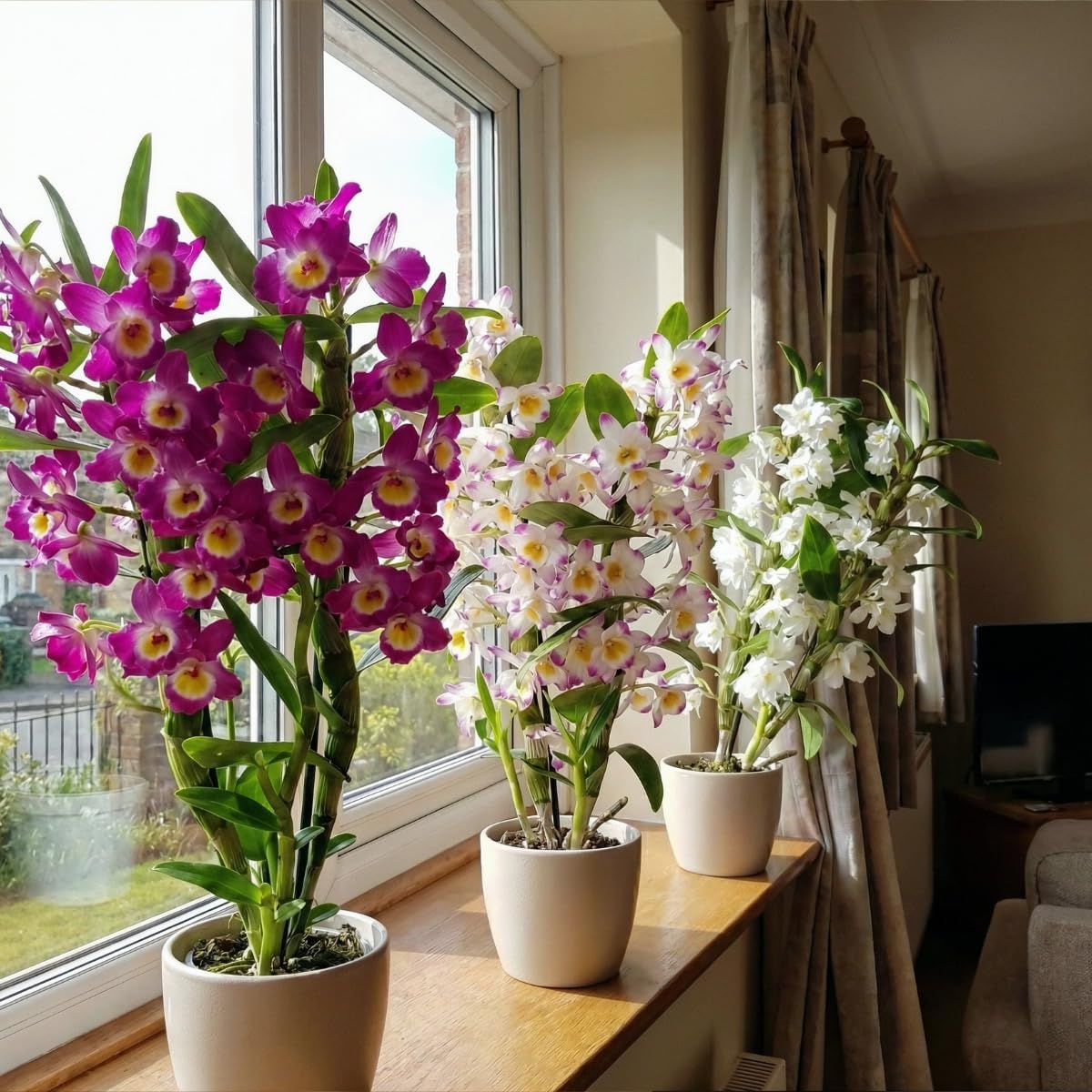 Orchideen Echte Pflanzen - Bambus Dendrobium Nobile Kollektion - 3 groe  Zimmerpflanzen aus Holland - 30-40 cm hoch - blhend und duftend (Nicht  knstlich, ohne Dnger und Topf, keine Samen) : Amazon.de: Garten
