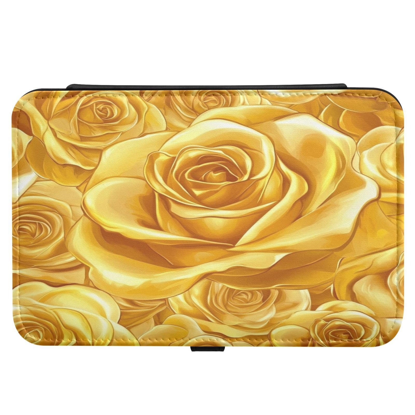 Haskirky Gold Rose Jewelry Box Portable PU Leather Travel Jewelry Organize for Women Jewelry Storage Display Holder for Ring, Necklace, Earring
