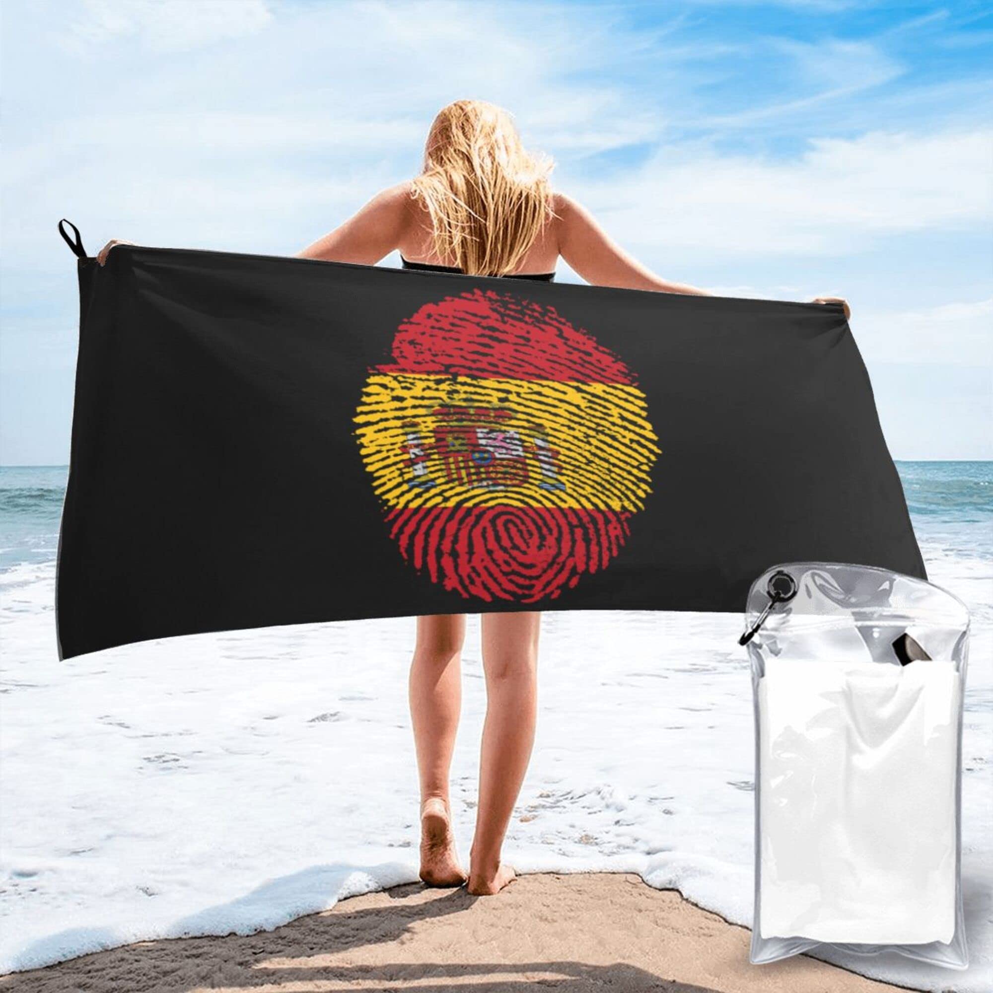 Lsjuee SpainFingerprint Microfiber Beach Towel-Quick Dry Oversized Towels Blanket for Travel Pool Camping