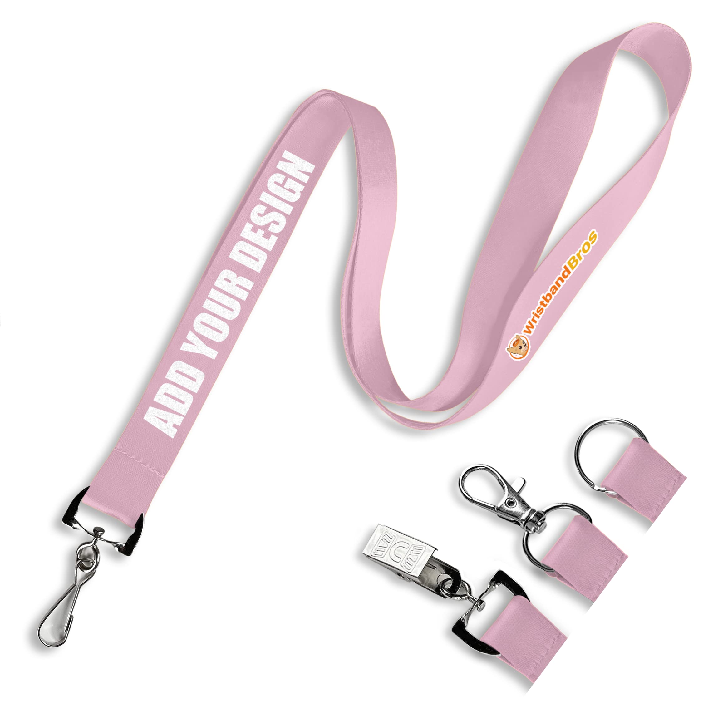 Wristband Bros Custom Lanyards For ID Badges, Keys & More | Add Text & Logos | Choose Your Attachment | Bulk Quantities For Events