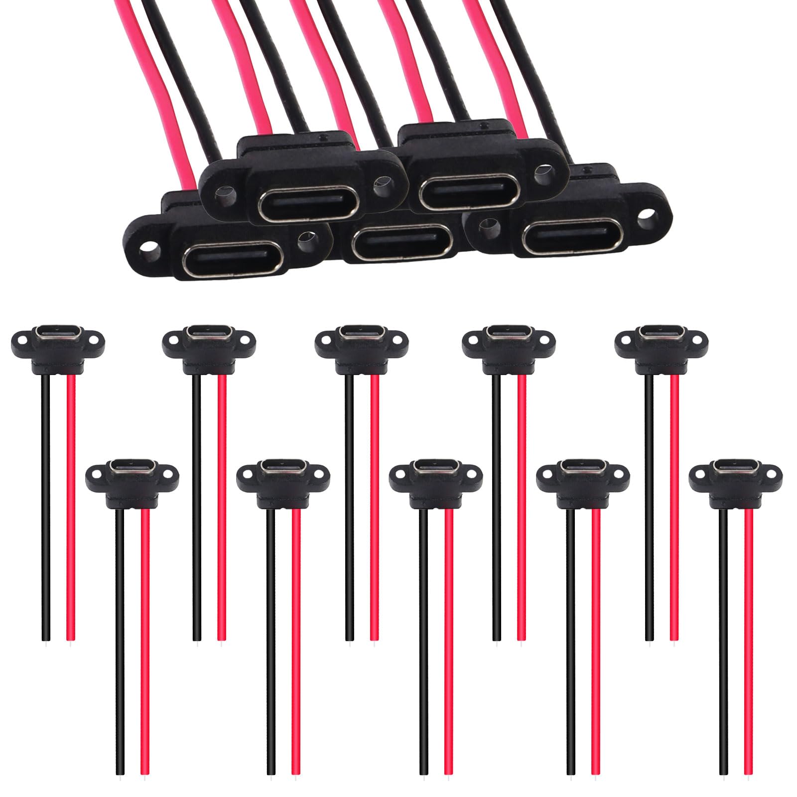 15Pcs Connector Type-C 2 Pin SMD SMT Female Socket USB C Charging Port Screw Hole Charging Interface USB Connector Extension Power Cable USB-C Plug to 2 Pin for DIY