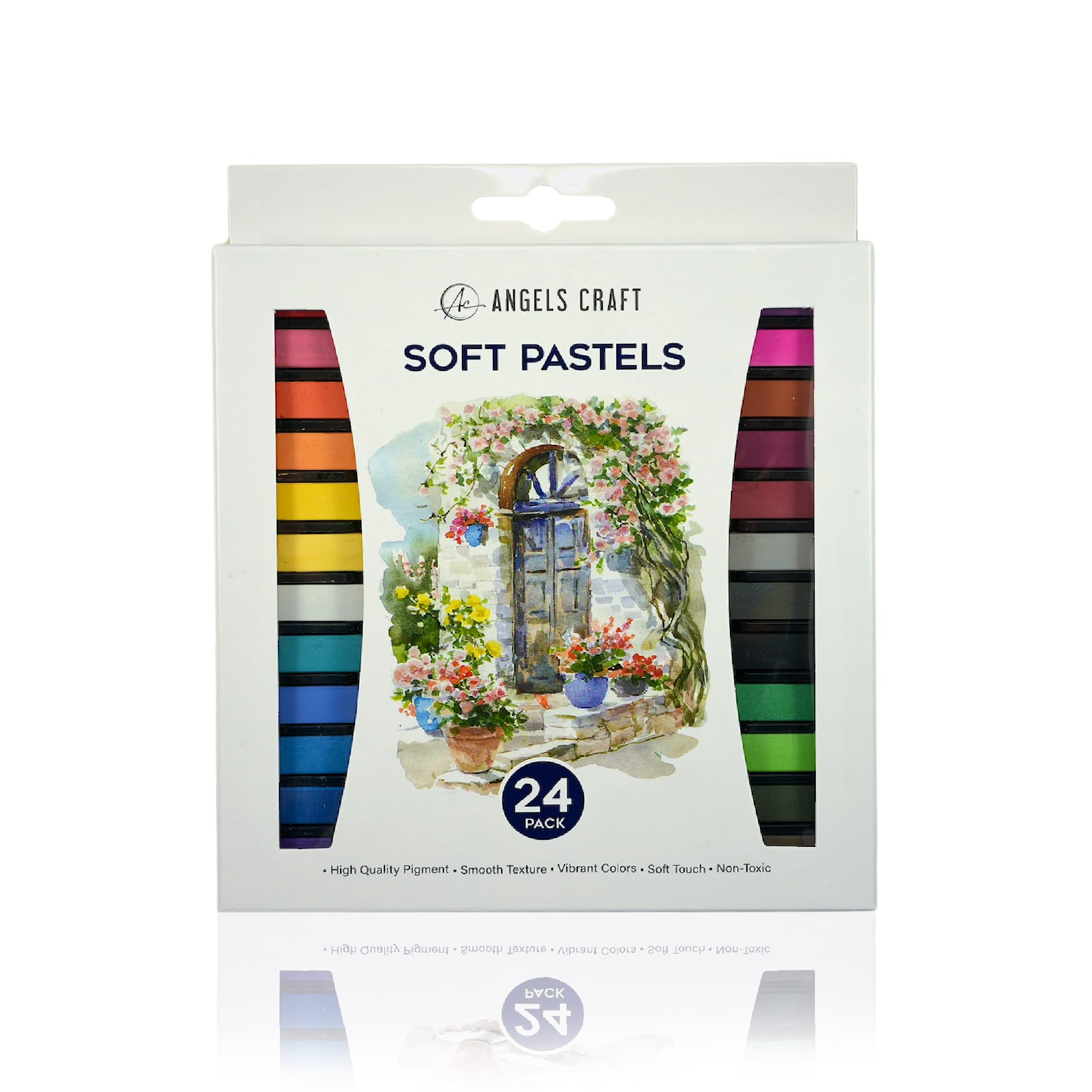 Angels Craft Soft Pastel Set - 24 Assorted Vibrant Colors Chalk for Drawing, Blending, Shading, and Fine Detailing - Non-Toxic, Smooth Texture, &