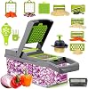Vegetable Chopper, High-Performance Vegetable Food Cutter, Kitchen Mandoline Vegetable Veg Dicer with Stainless Steel Blades Peeler Hand Guard and Brushes, SAdjustable & Dicer with Storage Container