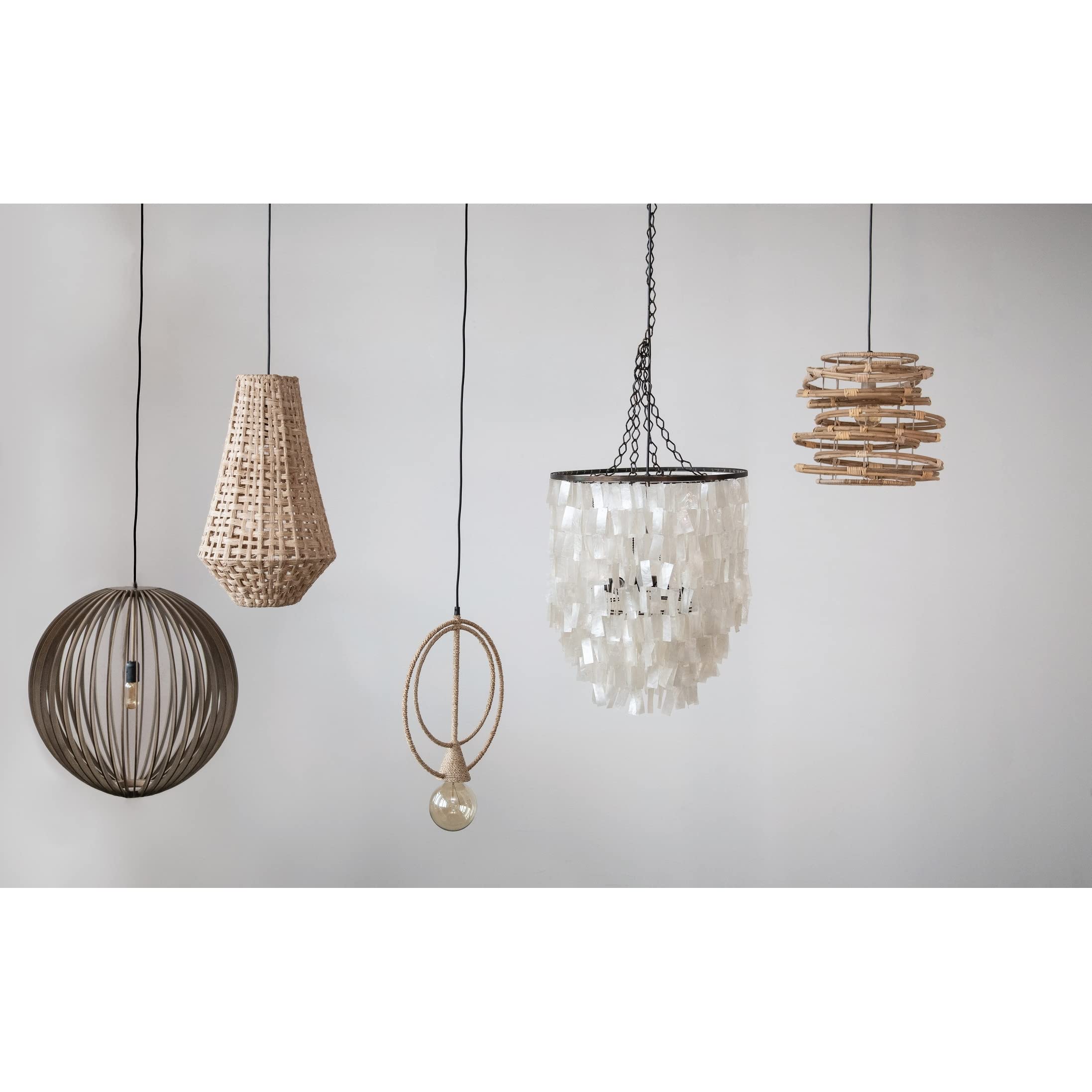 Rope Light with Metal Frame Brown Bohemian Eclectic Jute