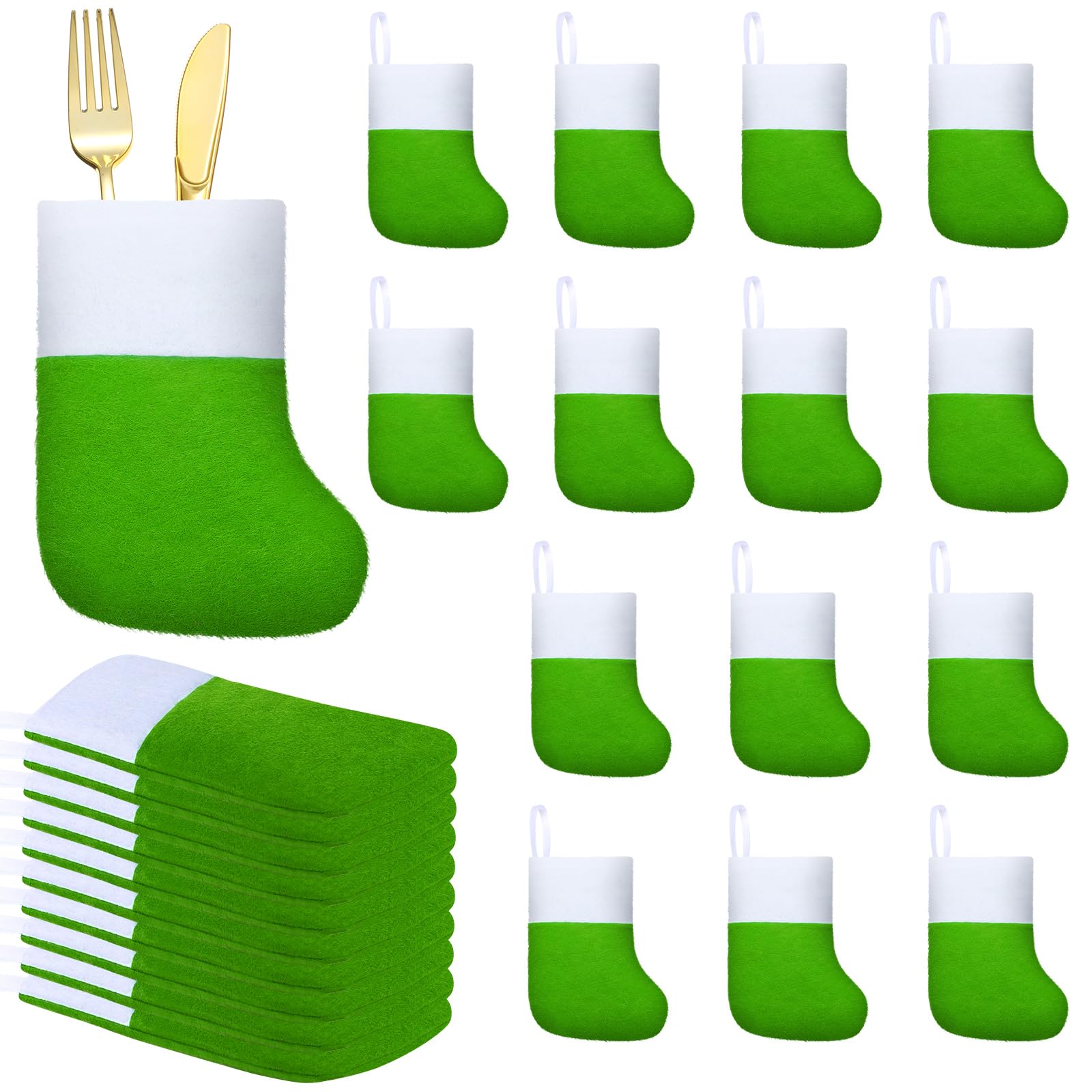 Chaussettes de Noël en vrac Leitee lot de 24 mini bottes vert blanc