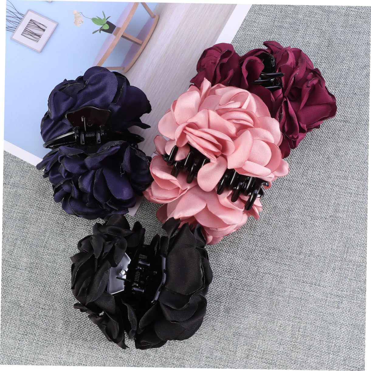 Housoutil 8piezas Pinzas De Pelo De Diseño Para Mujeres Horquillas Atractivas Rojo Negro y Adecuadas Para Bodas Especiales