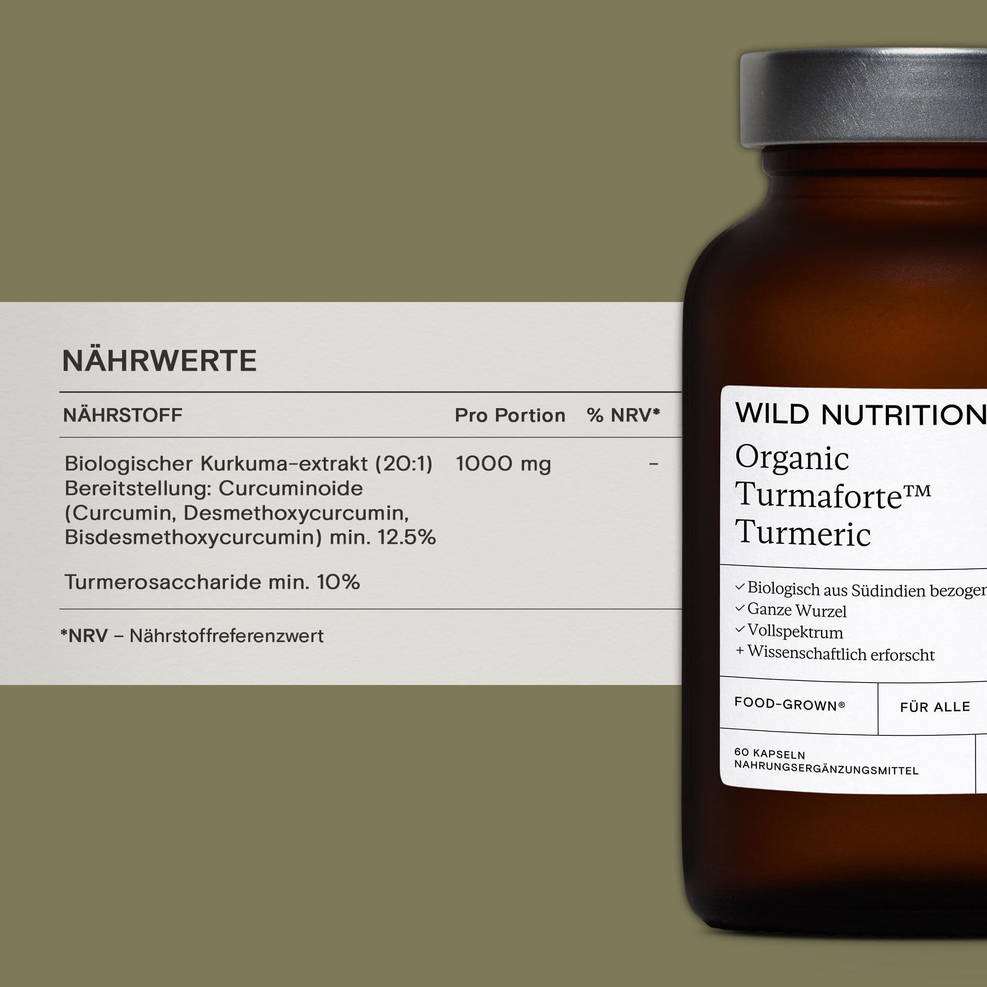 WILD NUTRITION Food-Grown Turmaforte Turmeric, Vorrat für 1 Monat