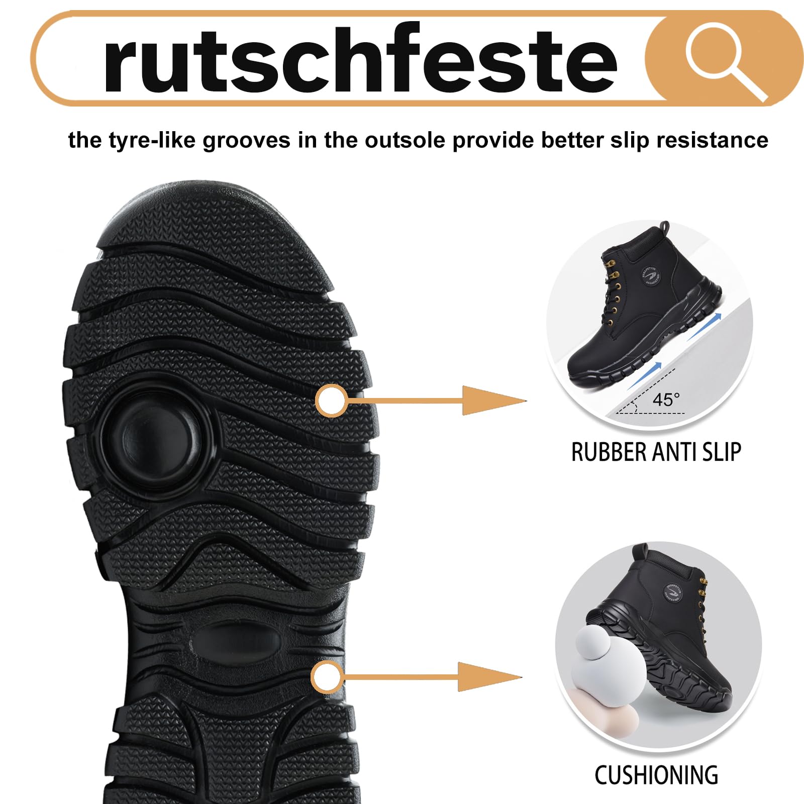 Chaussures de Sécurité Hommes Femmes Imperméable Bottines de Sécurité avec Embout en Acier Légère Montante Chaussures de Travail Antidérapant Basket de Securite