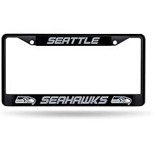 Rico Industries NFL Football Primary Black Chrome Frame with Plastic Inserts 12" x 6" Car/Truck Auto Accessory