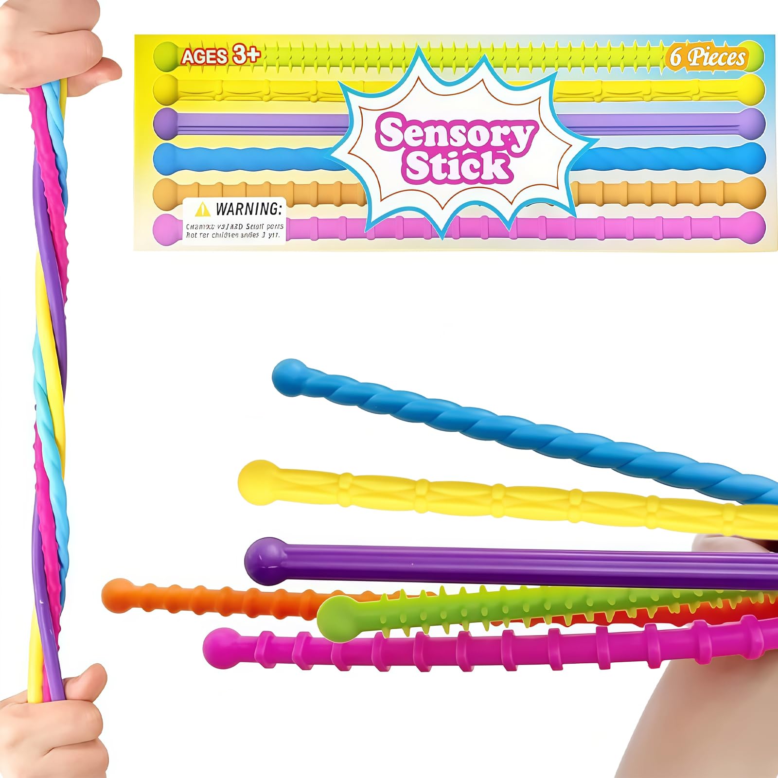 Oavie 6 Pack Fidget Toys, Multi-Coloured Sensory Hand Toys for Kids and Adults, Tactile Pocket Sized Gadgets for Focus and Relaxation, Ideal for Party Bag Fillers and Office Desk