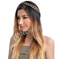 Vista 5 de TOECWEGR Diadema de pelo sintético de 5 hebras trenzadas, clásicas, gruesas, anchas, trenzadas, elásticas, multicolor, accesorios de belleza