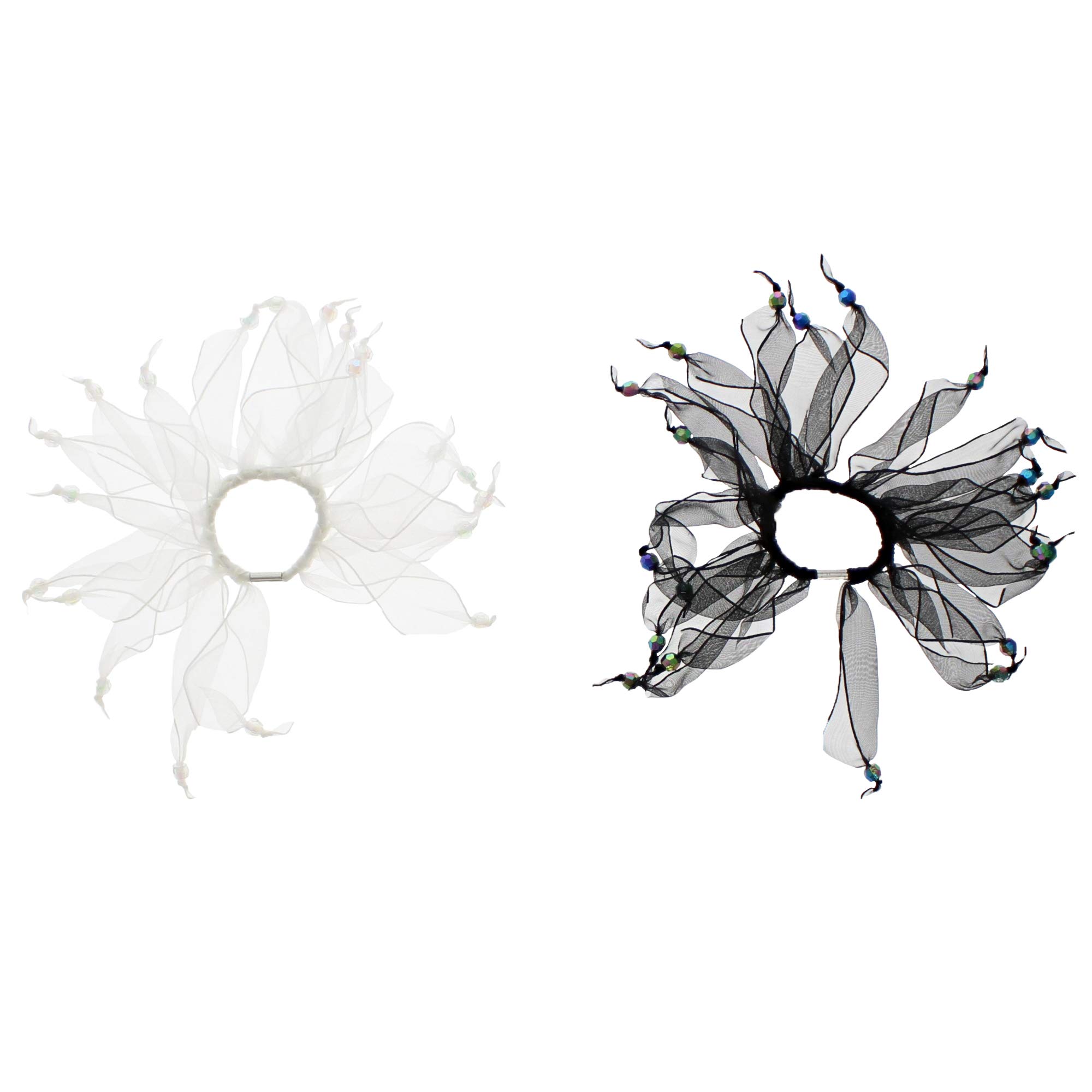 Zac's Alter Ego Set of 2 Black and White Windmill Scrunchies with Stones