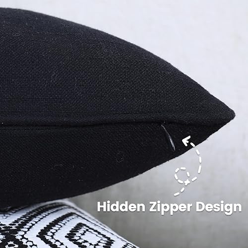 Miniatura 10 de THOHAG Juego de 4 fundas de almohada de 18 x 18 pulgadas, fundas de cojín de lino suave, fundas cuadradas decorativas para sofá, sala de estar,