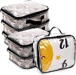 Fasmov 6 Pack Large Clear Travel Packing Cube, See-Through PVC Organizer, Vinyl Zippered Storage Bags Multipurpose Pouch with Handle for Suitcase Pants, Cashmere, Sweaters Shirts Dress Storage
