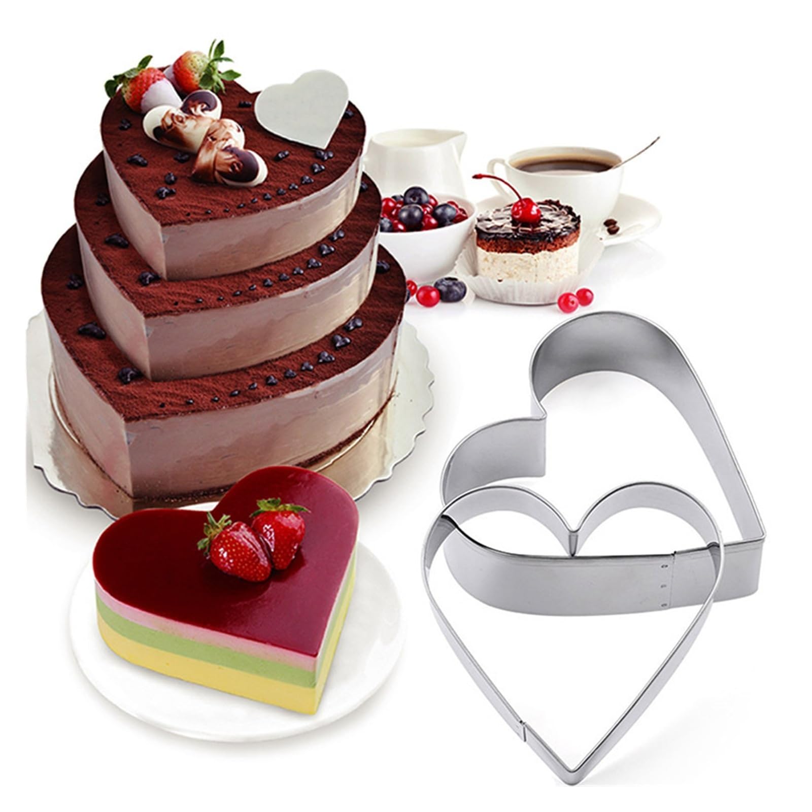 5 pièces bricolage coeur d'amour en acier inoxydable emporte-pièce en acier inoxydable coeur outils de cuisson moules à biscuits for outils de gâteau de la saint-valentin