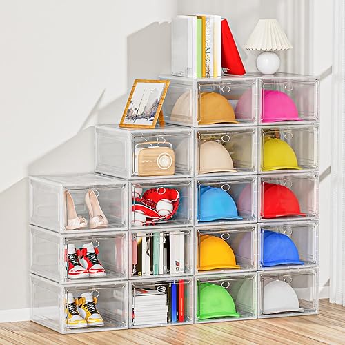 Miniatura 5 de YKLSLH Caja Organizadora de Sombreros, 6 Cajas para 40 Sombreros, Organizador de Sombreros de Plástico Sólido Más Duro Mejorado para Gorras