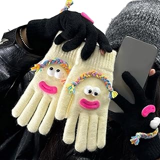 Guantes de boca de salchicha con dedos táctiles de pantalla, suaves y elásticos, guantes cortos para estudiantes y niñas, uso diario