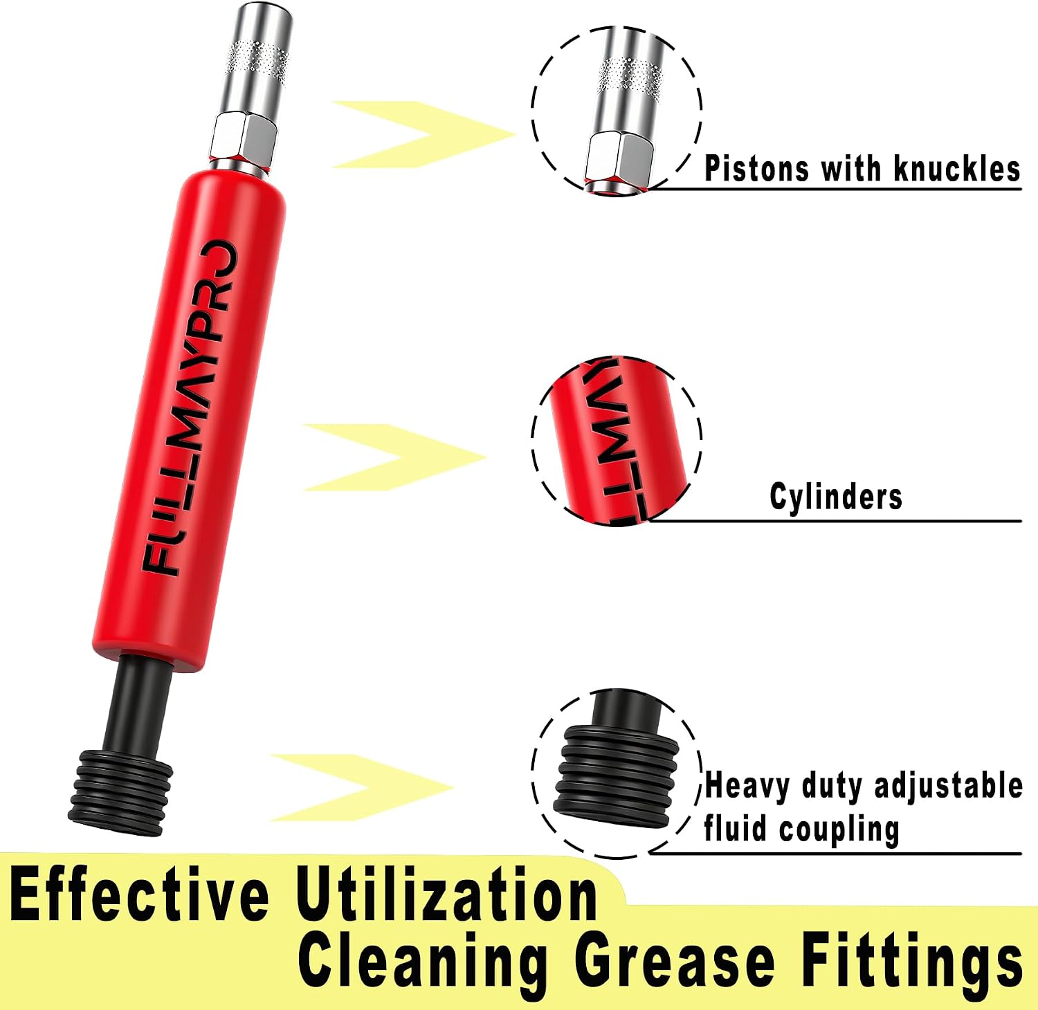 Grease Fitting Cleaning Tool,Zerk Fitting Cleaning Tool,Cleans and Rinse Off Old Dried Grease from with Penetrating Fluid &Hydraulic Pressure for Pins Shafts Bushings Joints