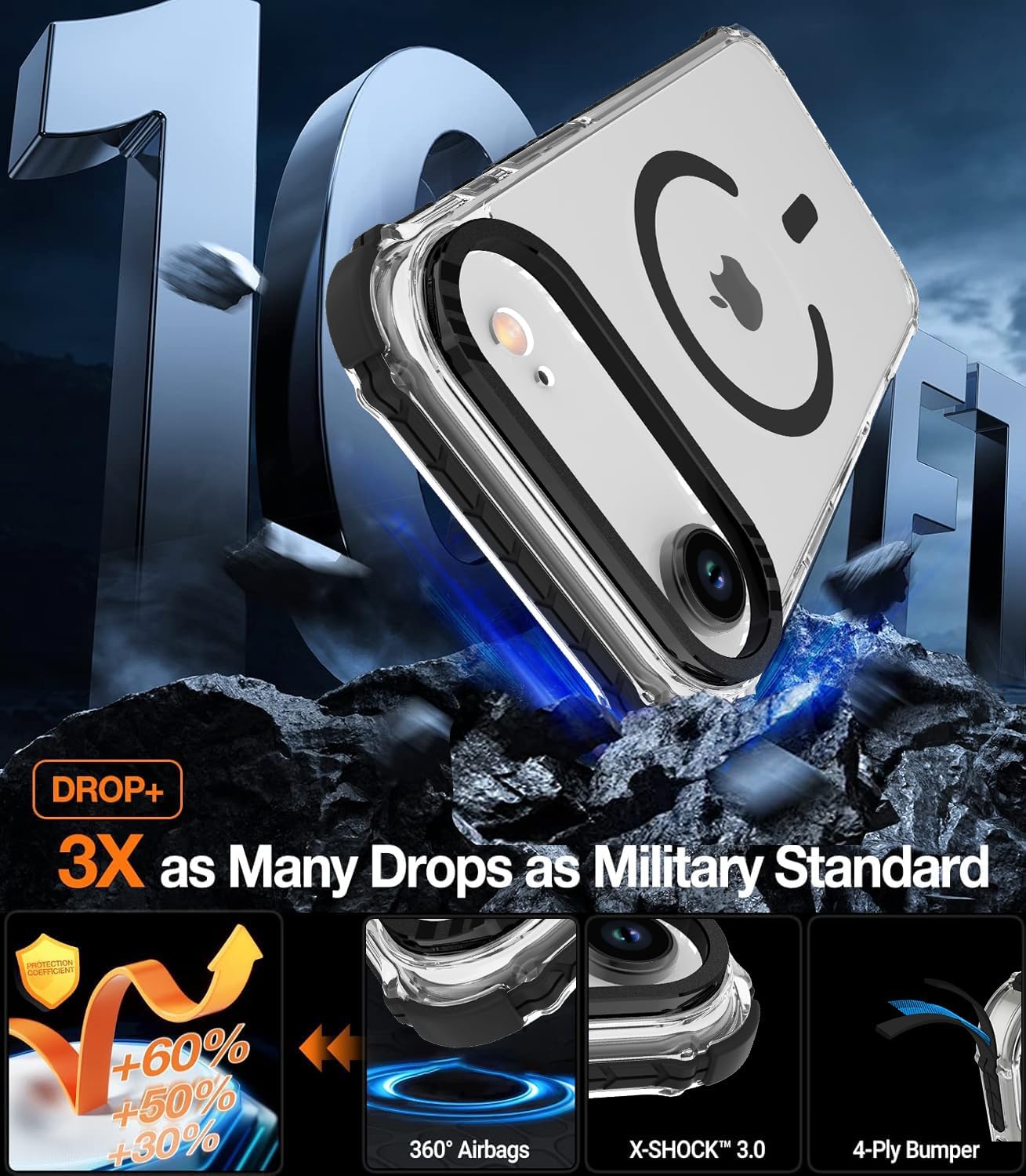  Strong Magnetic Case for iPhone Air 6.5-Inch, Clear Black thumbnail