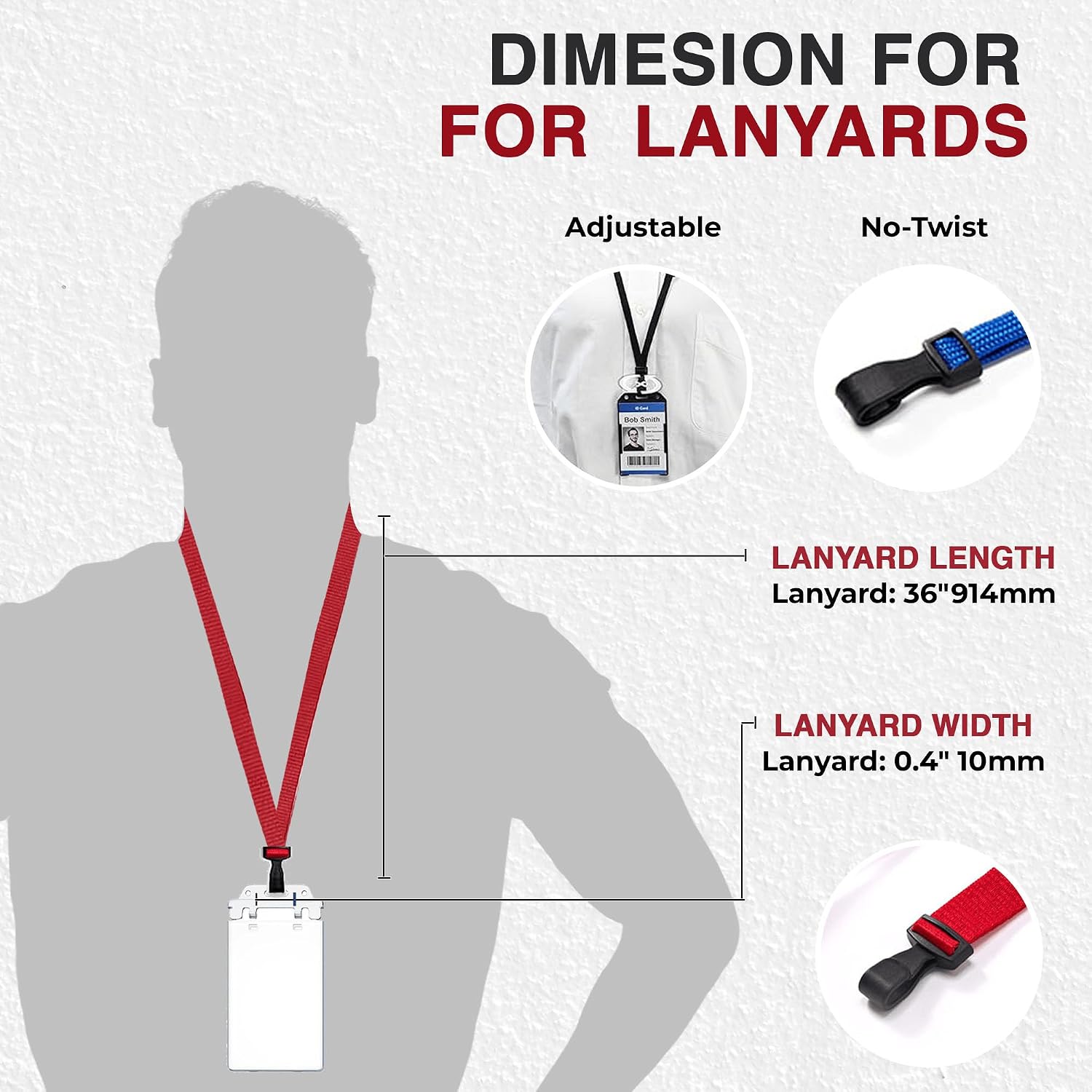 Bulk Polyester Breakaway Lanyards for ID Badge Name Tag -Lanyards Badge Clip With Plastic Clip Hook for Badge Holders