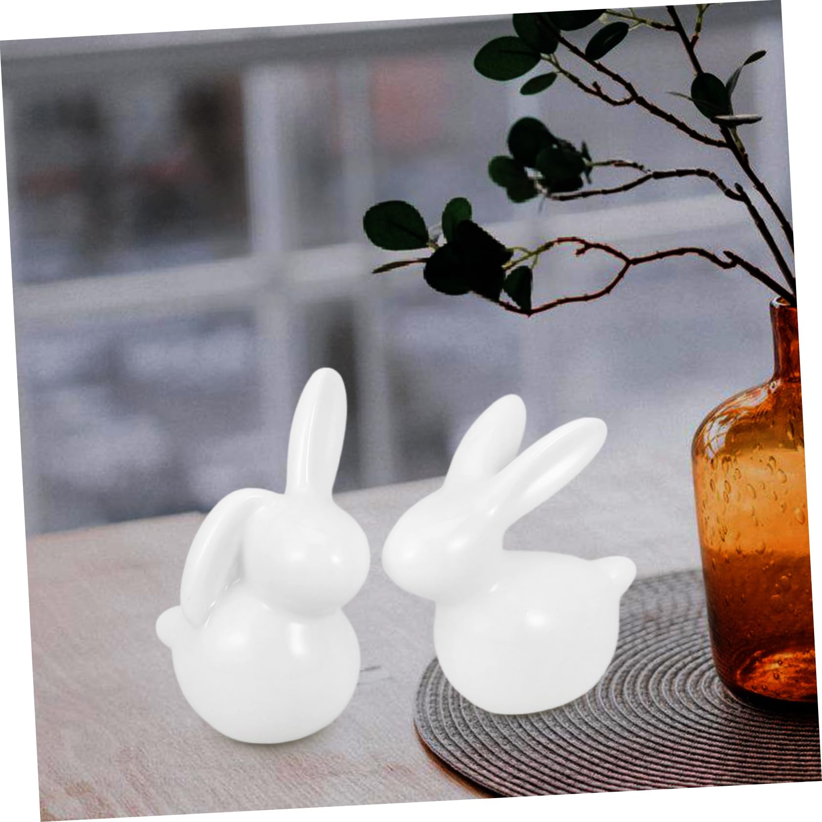 Amosfun Coniglietti in Ceramica Bianca e Idea Regalo Set 5 Pezzi Accessori Creativi e Delicati Decorativi per Casa e Studio per Arredamento