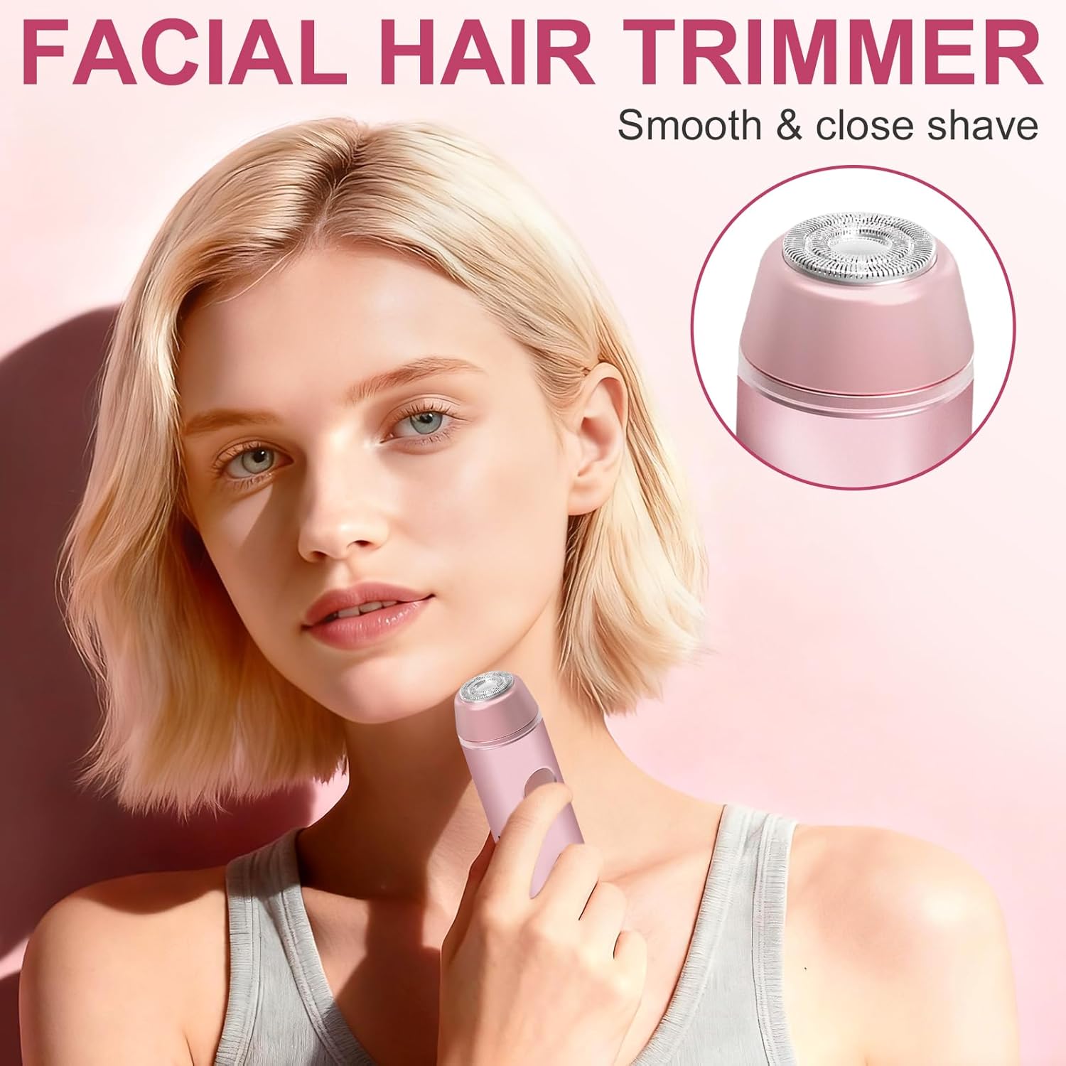 2 in 1 Bikini Trimmer for Women – Dual Head Electric Shaver, IPX7 Waterproof Electric Razor for Body Pubic Hair, Rechargeable Body Hair Trimmer and Facial Hair Remover for Bikini Underarm Leg Arm Face