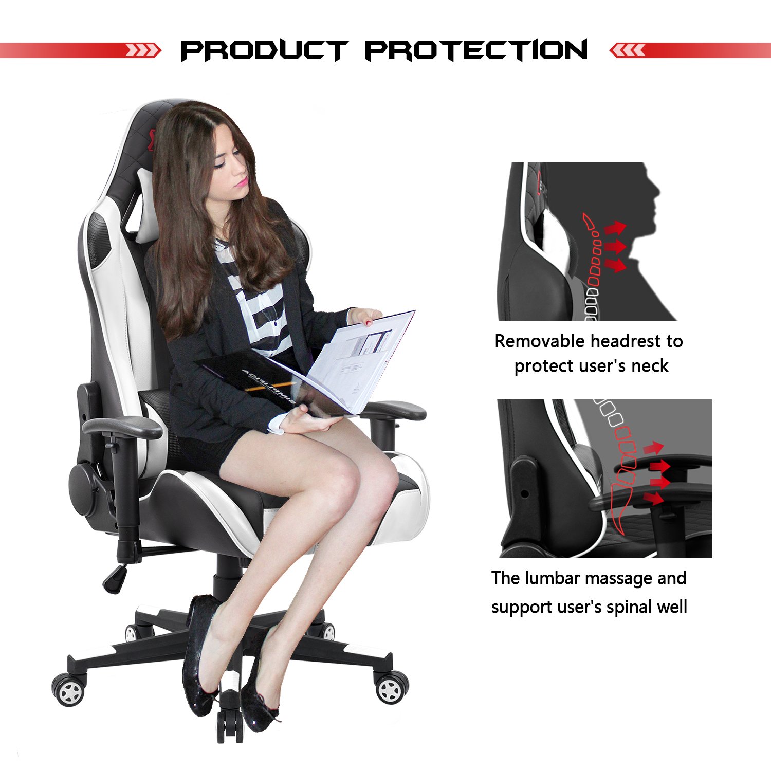 Devoko Gaming Chair Racing Style High Back Computer Chair with
