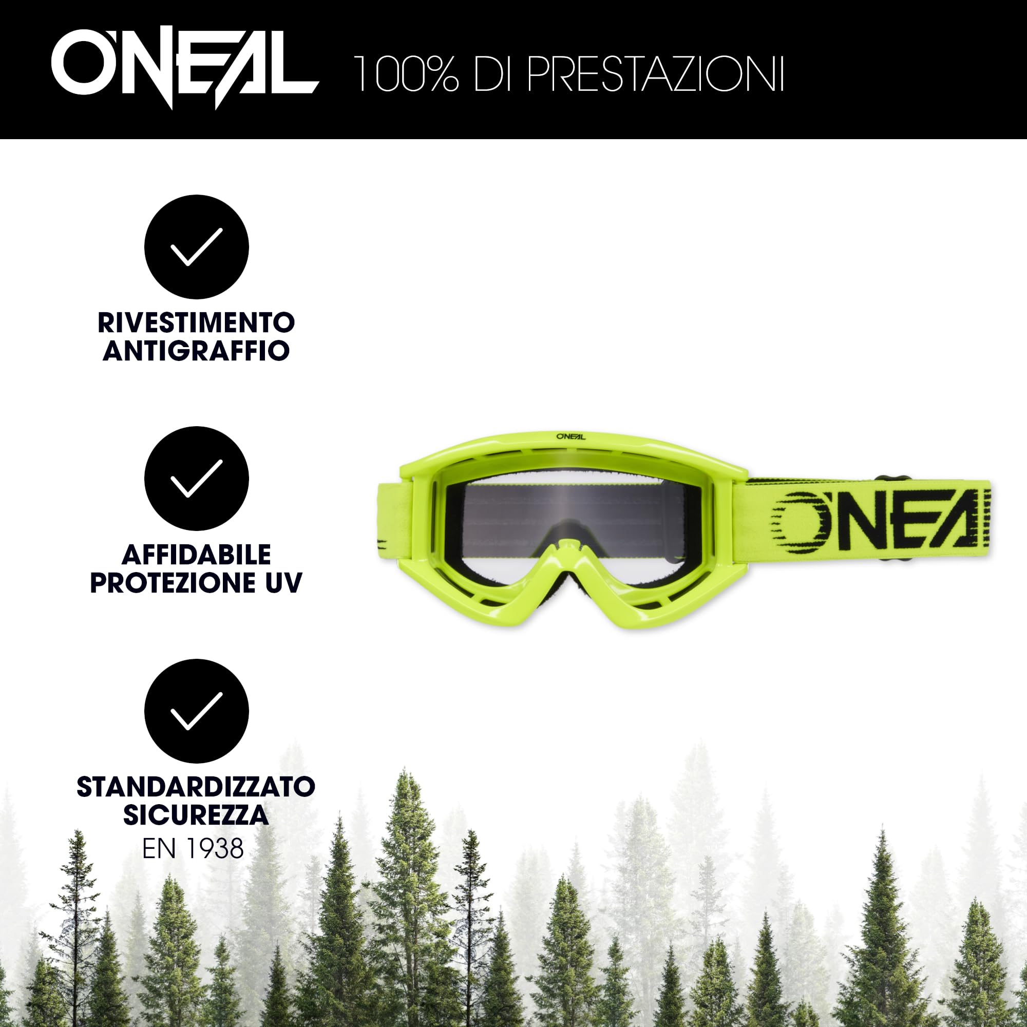 O'NEAL Occhiali da motocross Occhiali da ciclismo Uomo Donna B-Zero Goggle I MX MTB DH FR I Occhiali da moto Protezione UV 100% I Lenti resistenti agli urti e ai graffi I Taglia unica
