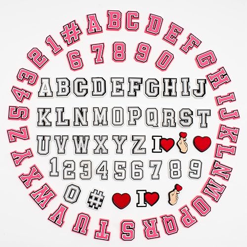 Paquete de 80 dijes de cocodrilo con letras y números de cloruro de polivinilo con letras y números de cocodrilo para zapatos, sandalias, pulseras,